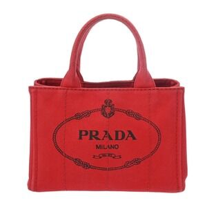 PRADA Canapa Red Canvas Handbag